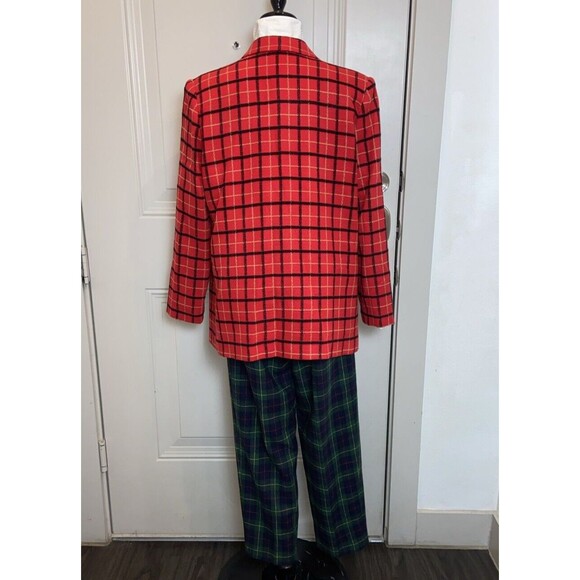 Courtenay Vintage Plaid Red Black Single-Button Blazer w/Shoulder Pads Size 14 - Picture 3 of 12